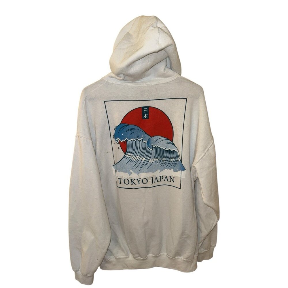 Men's Artist Union Tokyo Ocean Wave Graphic  Hoodie XL Pullover Kangaroo Pockets - Picture 5 of 8